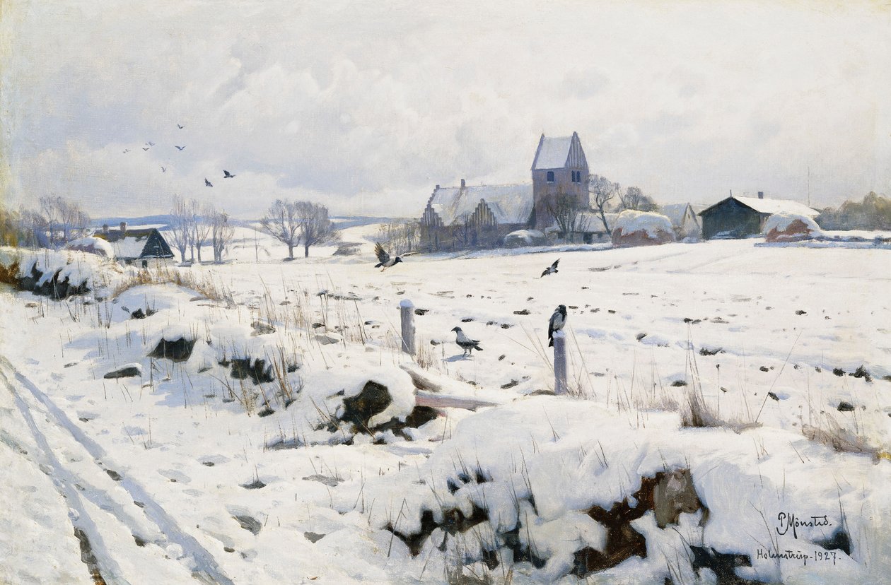 Eine Winterlandschaft, Holmstrup von Peder Monsted