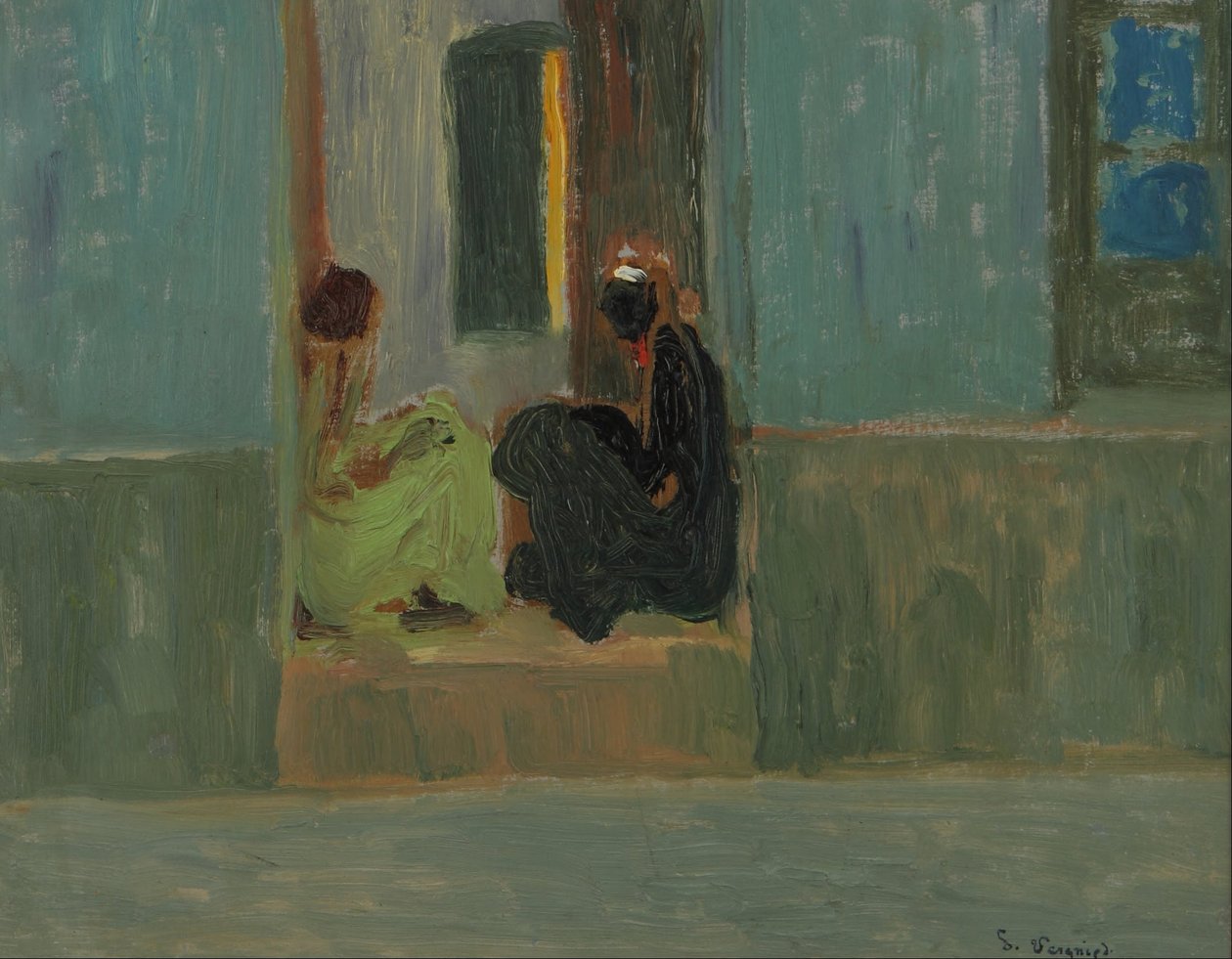 Schwarze Frauen an der Tür oder Schwarze Frauen im Flur von Pedro Figari