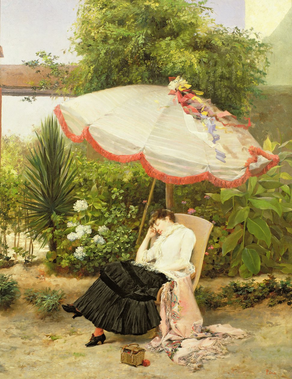 Mädchen unter einem Sonnenschirm von Pedro Lira
