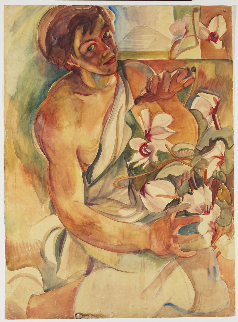 Pegi mit Alpenveilchen von Pegi Nicol Macleod