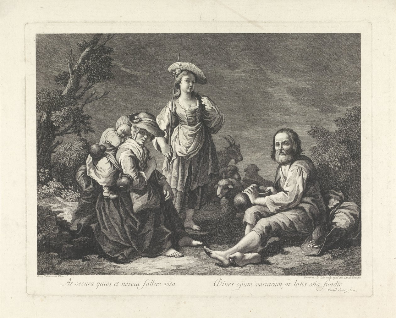 Hirtenfamilie in einer Landschaft von Pellegrino dal Colle