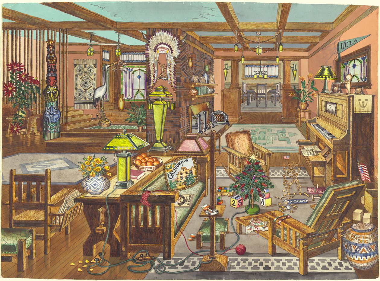 Innenraum im "California Mission Style" von Perkins Harnly