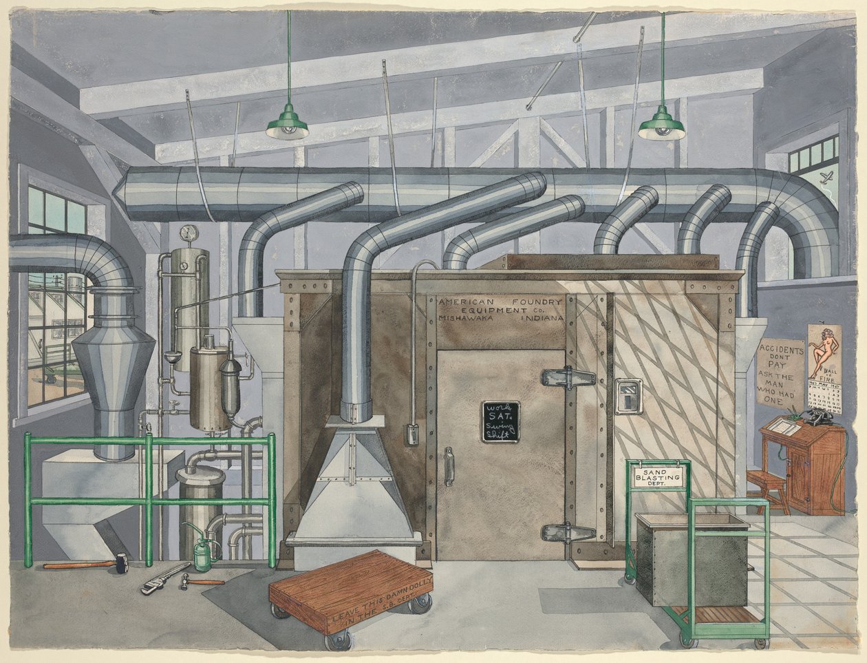 Externer Sandstrahlraum, 1935 von Perkins Harnly