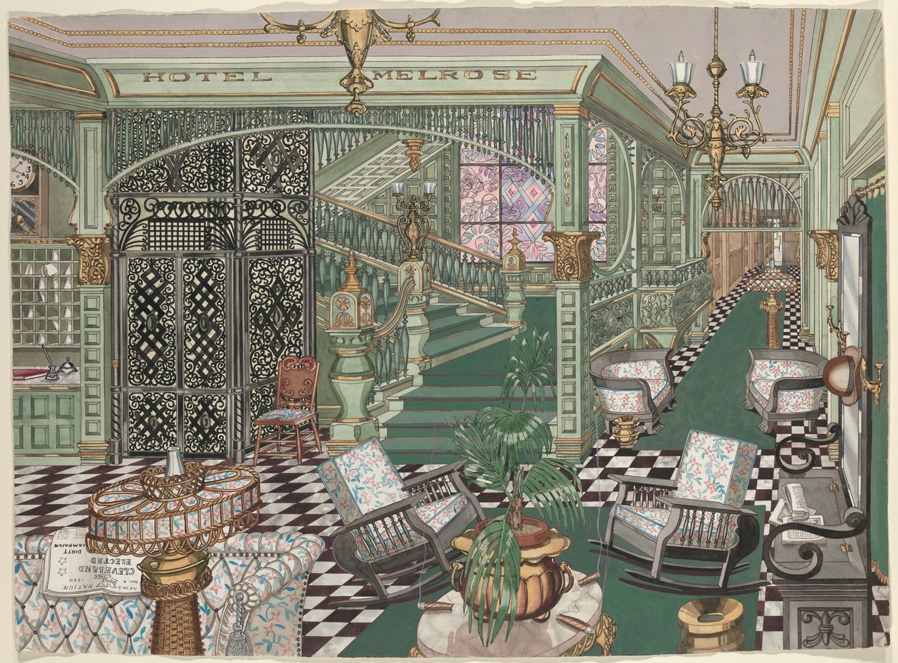 Lobby des Melrose Hotels, 1880 von Perkins Harnly