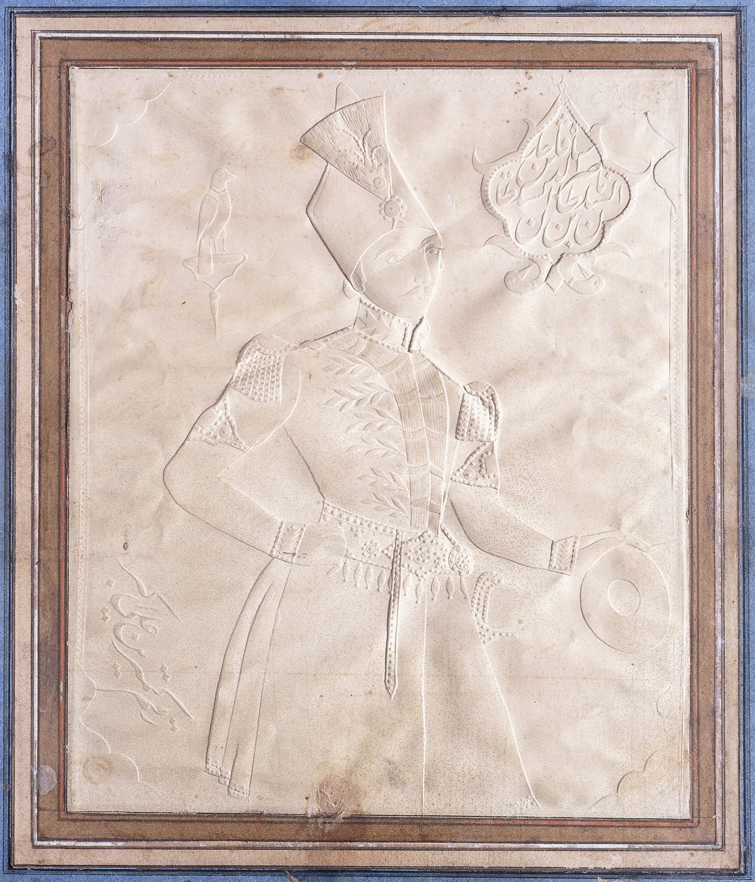 Eine khatt-i-nakhun Skizze von Nasr al-Din Shah von Persian School