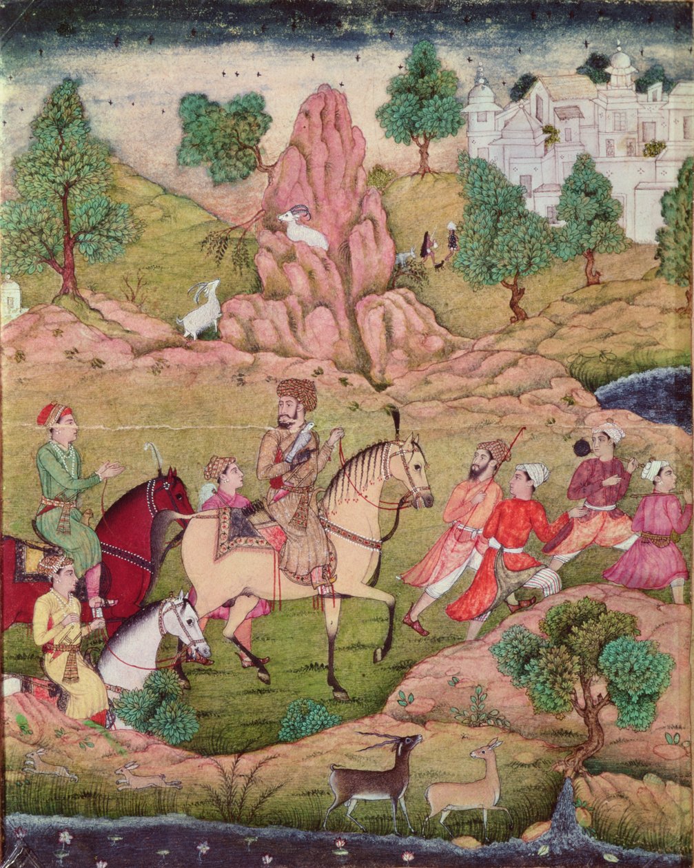 Jagd mit einem Falken, Safawiden-Dynastie (1502-1736) von Persian School