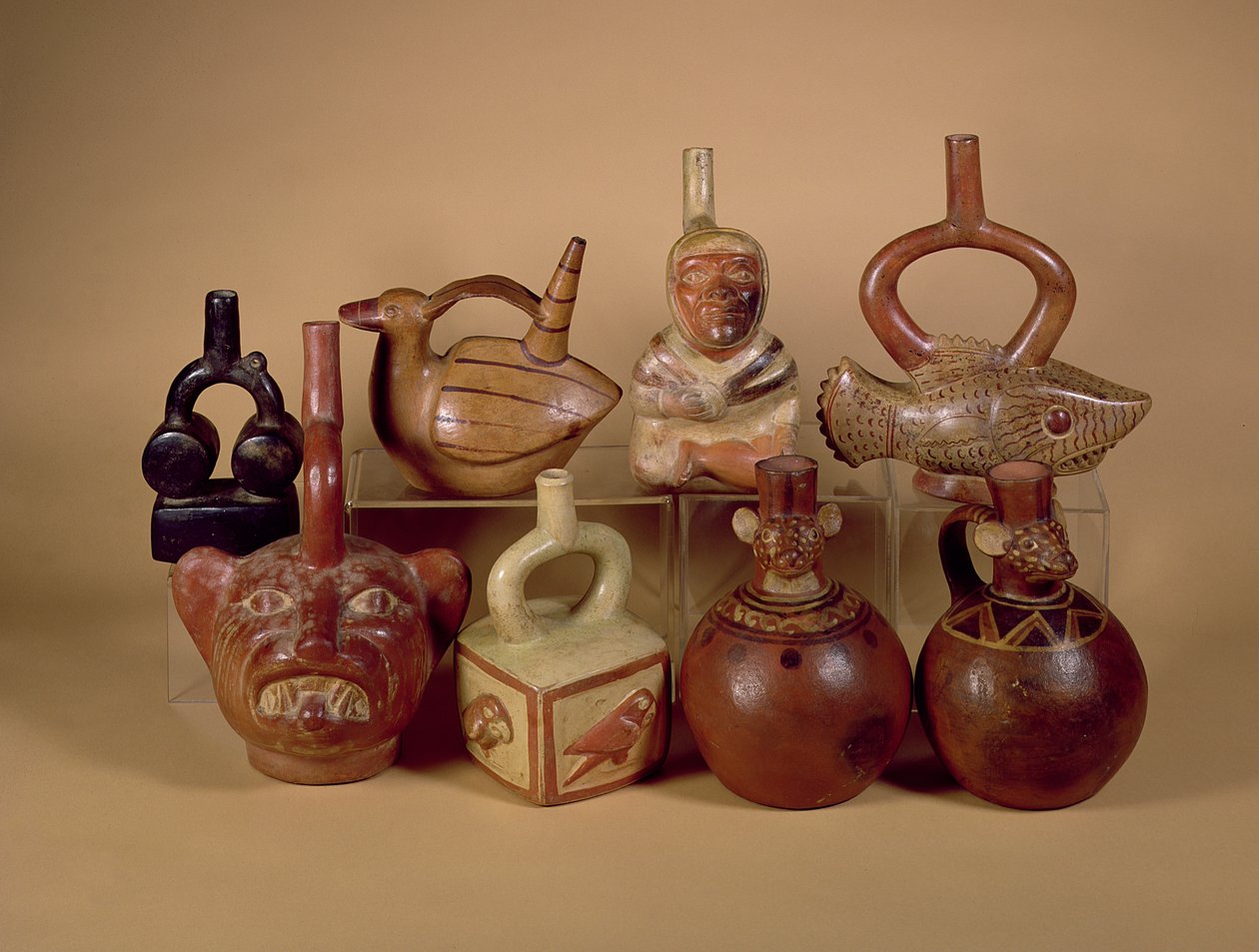 Mochica Steigbügelgefäße, ca. 100-400 n. Chr. von Peruvian School