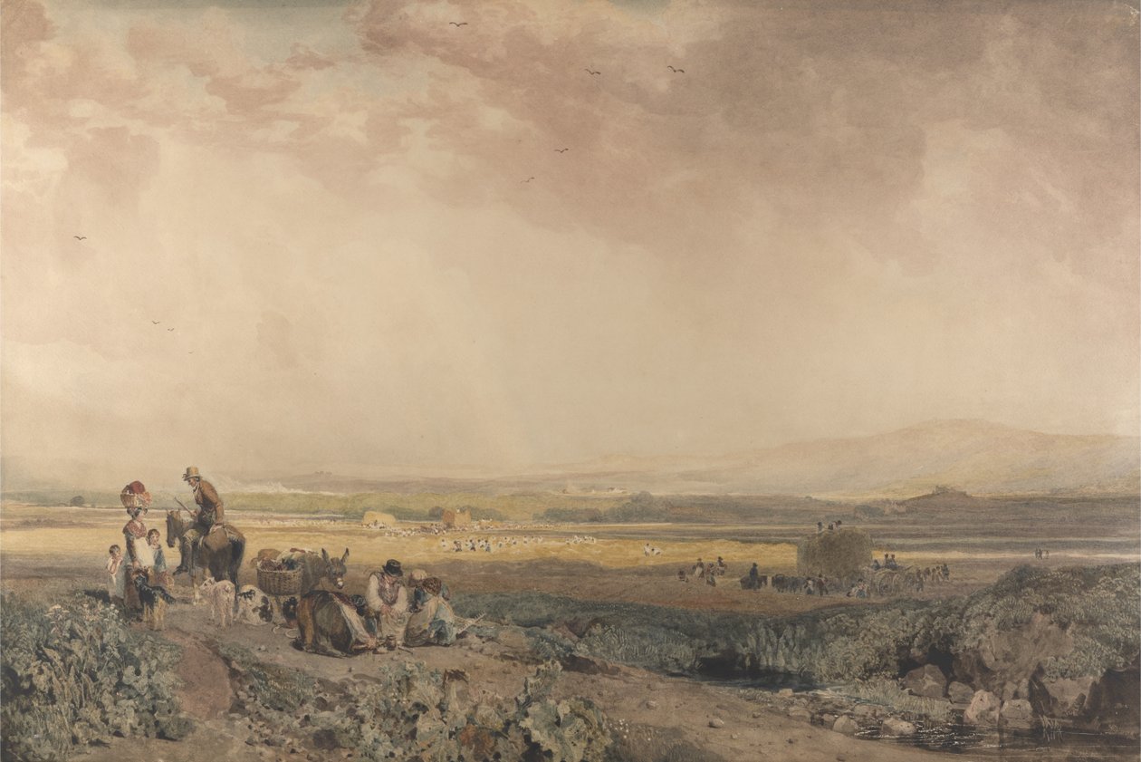 Erntearbeiter in Landschaft in Sussex von Peter de Wint