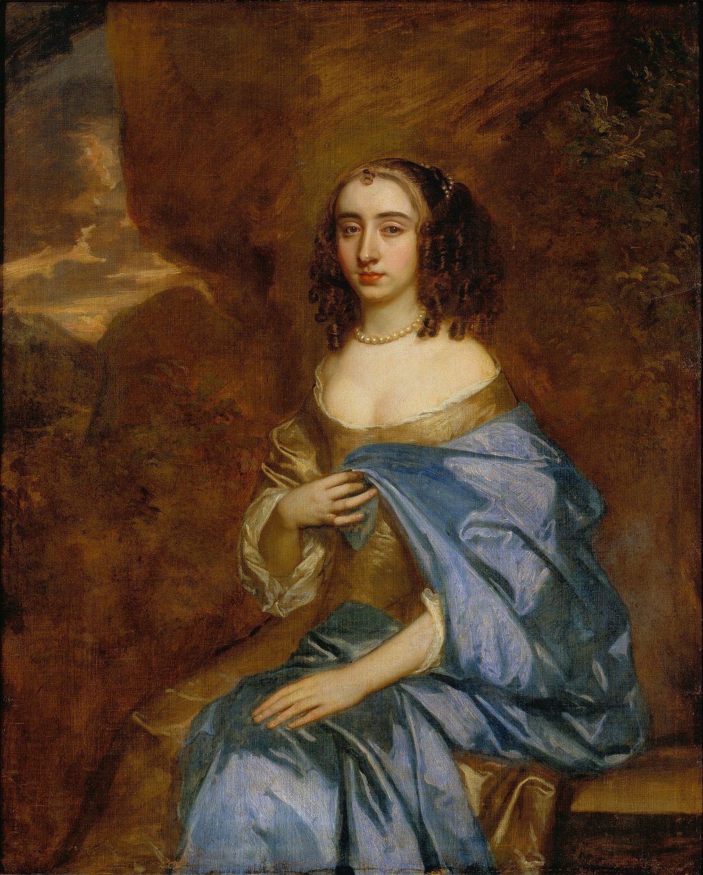 Porträt einer Dame mit blauem Umhang von Peter Lely