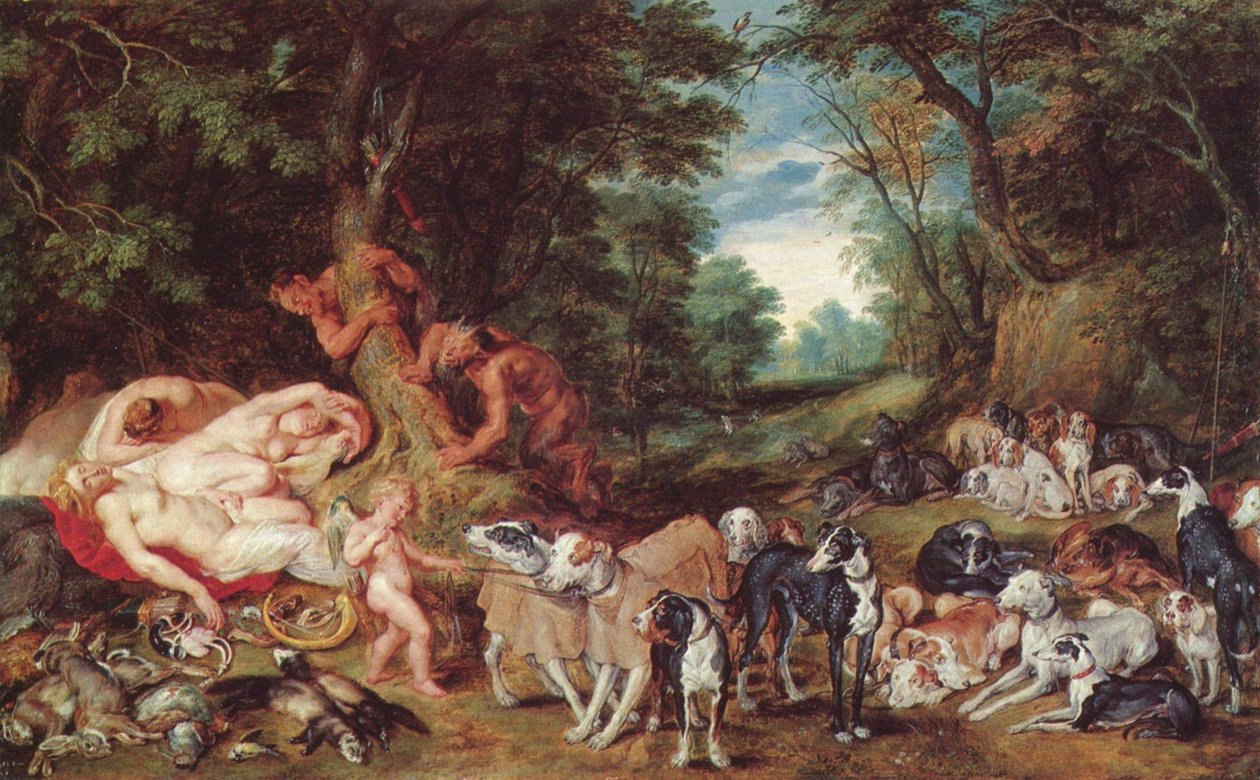Nymphen, Satyrn und Hunde von Peter Paul Rubens
