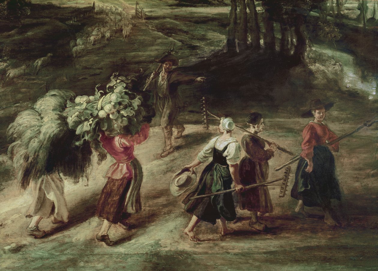 Bauern kehren von den Feldern zurück (Detail) von Peter Paul Rubens