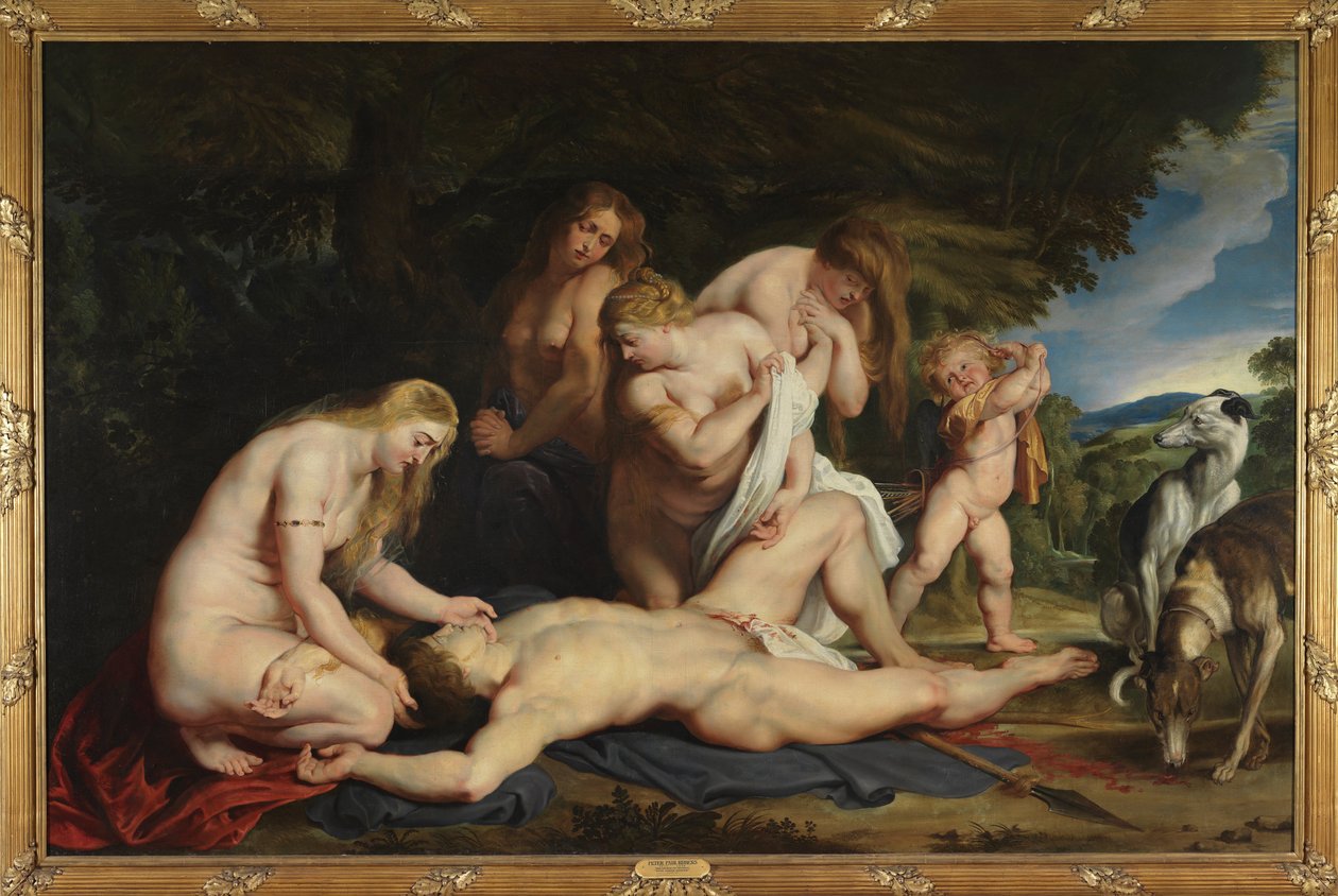 Der Tod des Adonis (mit Venus, Amor und den drei Grazien) von Peter Paul Rubens