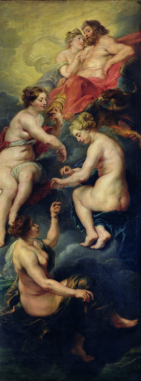 Der Medici-Zyklus: Die drei Schicksalsgöttinnen, die die Zukunft von Marie de Medici (1573-1642) vorhersagen, 1621-25 von Peter Paul Rubens