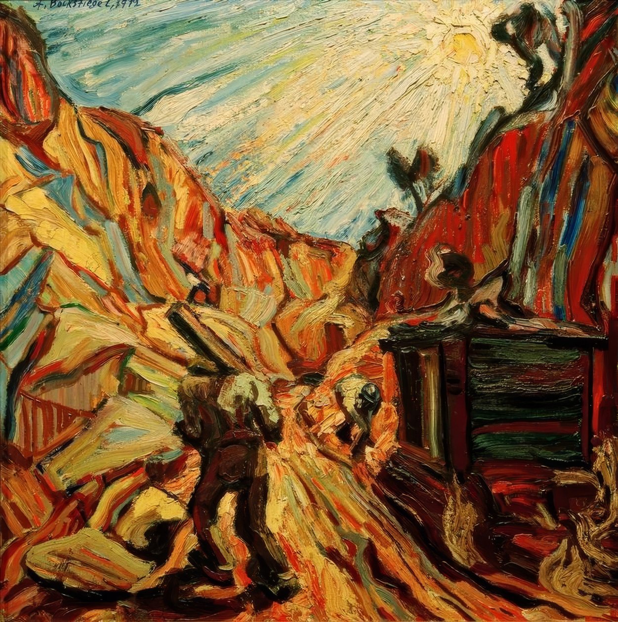 Arbeiter im Steinbruch von Peter August Böckstiegel
