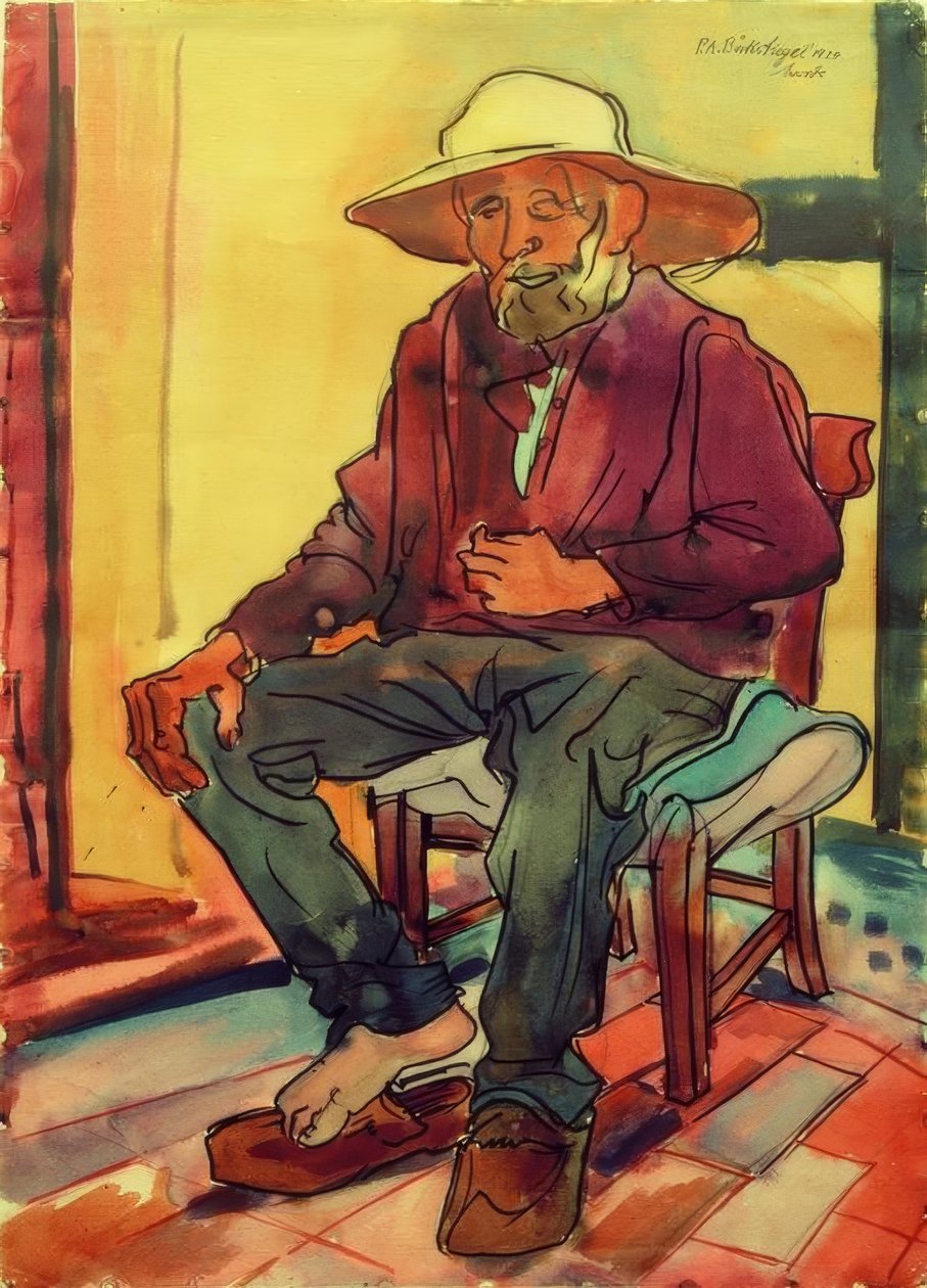 Westfälischer Bauer ruhend (Thorlümke) von Peter August Böckstiegel