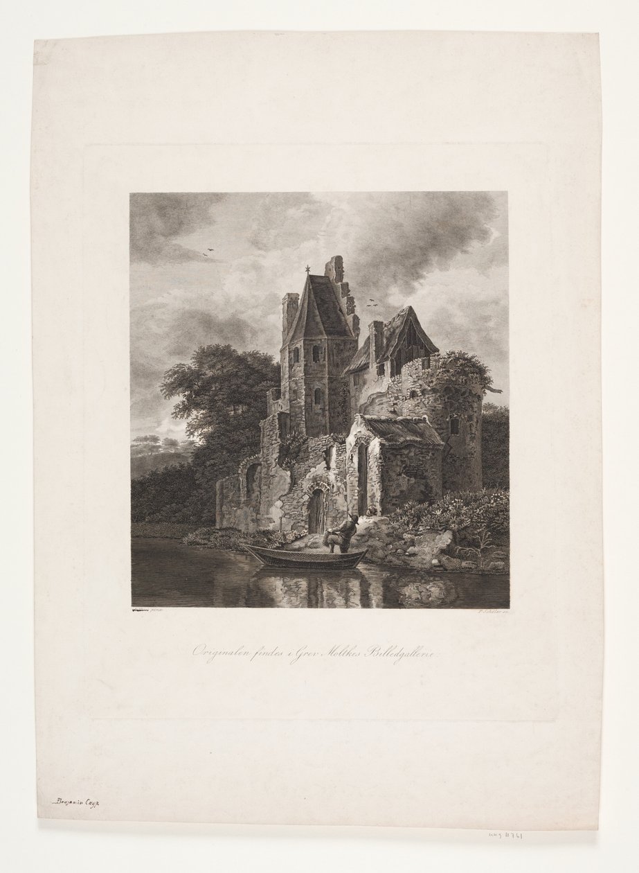 Burgruine an einem Fluss von Peter Christian Schøler