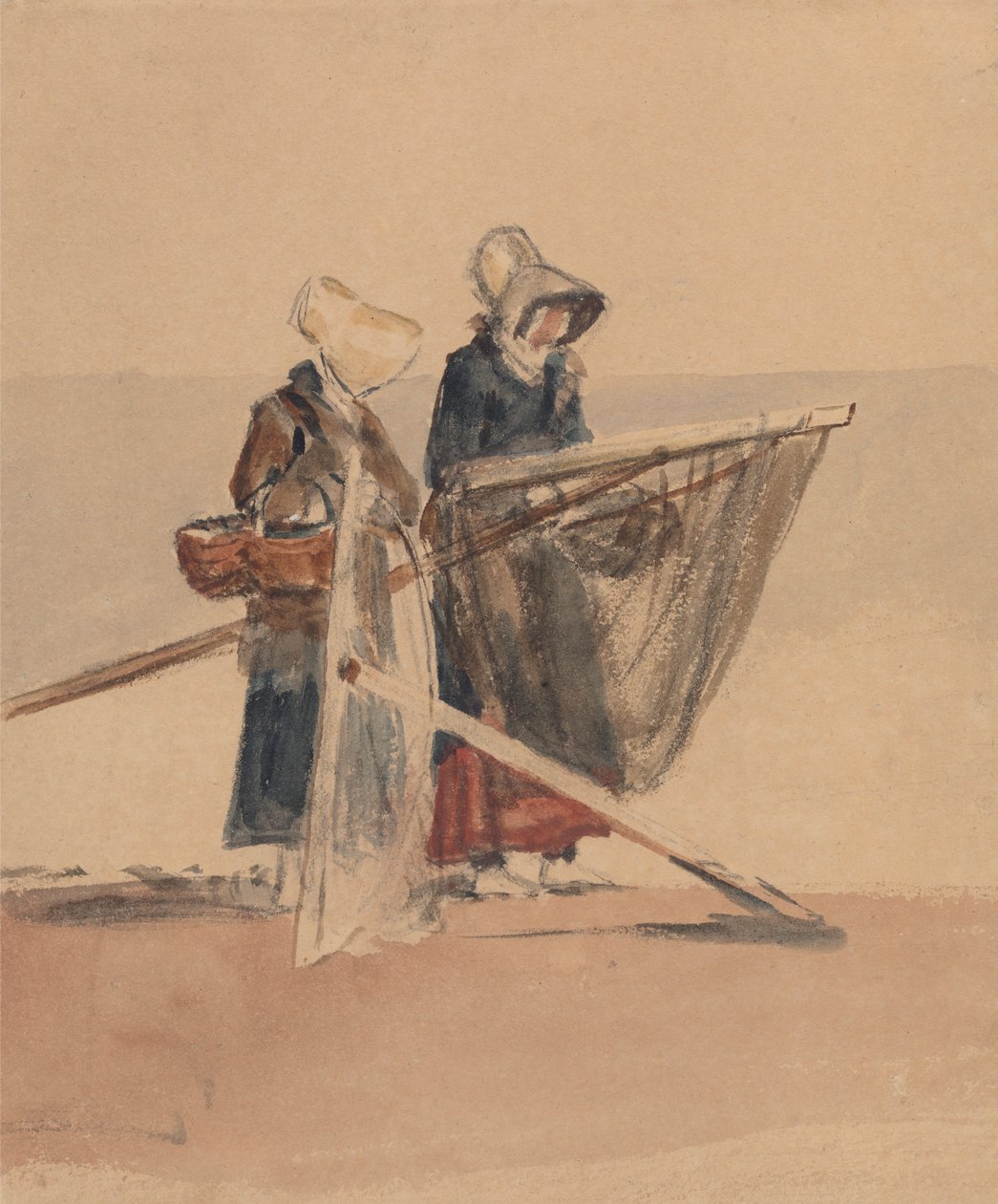 Zwei Mädchen mit Garnelennetzen von Peter DeWint