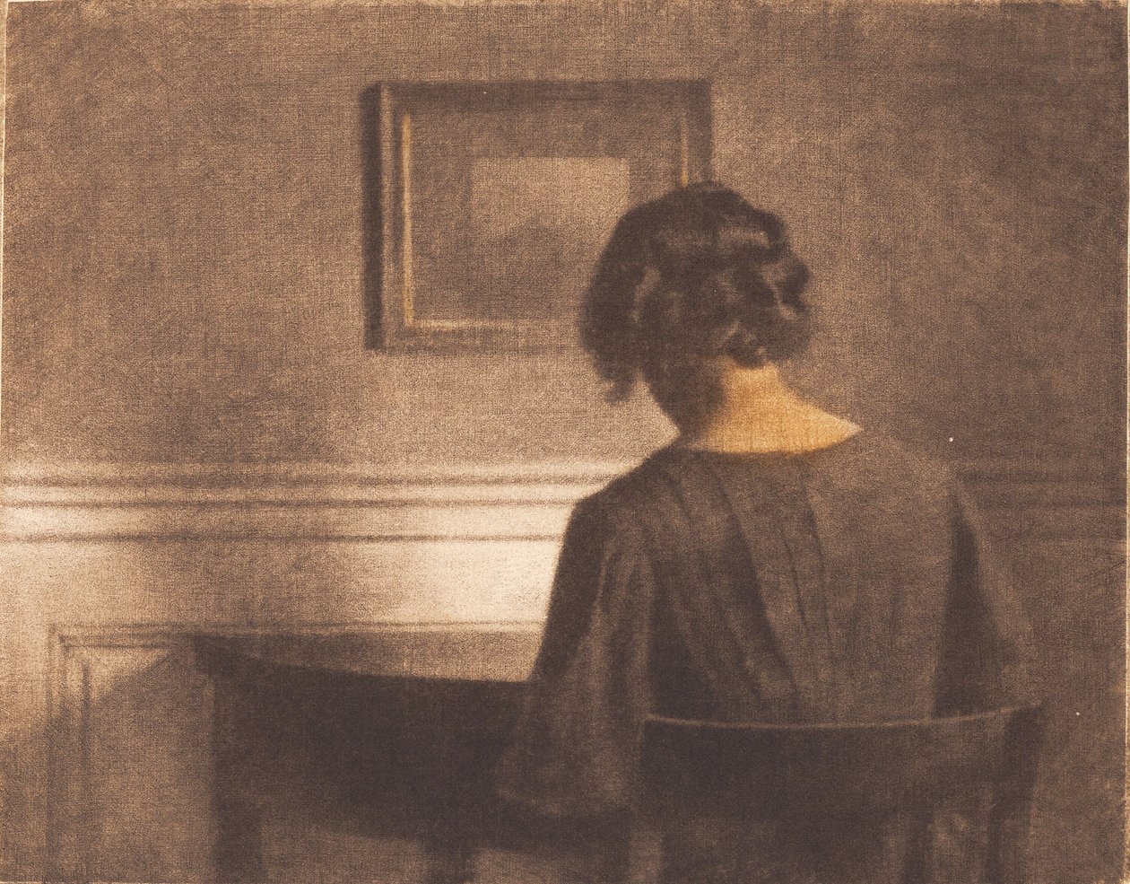 Junges Mädchen an einem halbkreisförmigen Tisch von Peter Vilhelm Ilsted