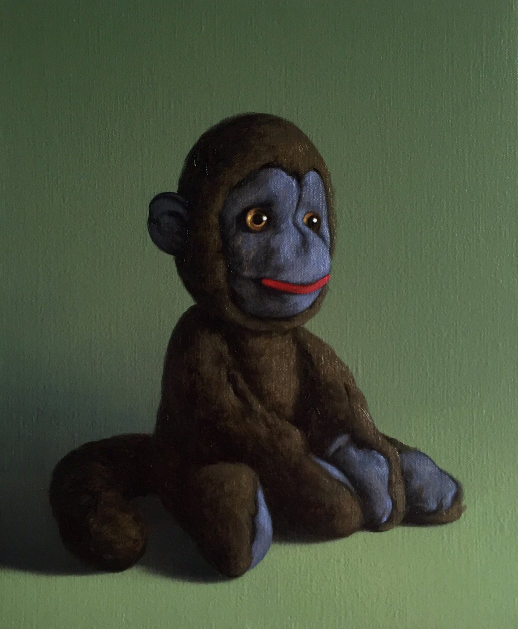 Brauner Affe auf Grün, 2016 von Peter Jones