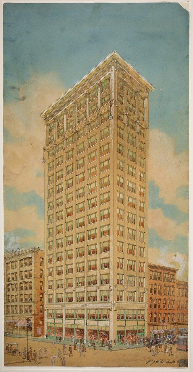Prairie School Wolkenkratzer, Chicago, Illinois, Perspektive von Peter Joseph Weber