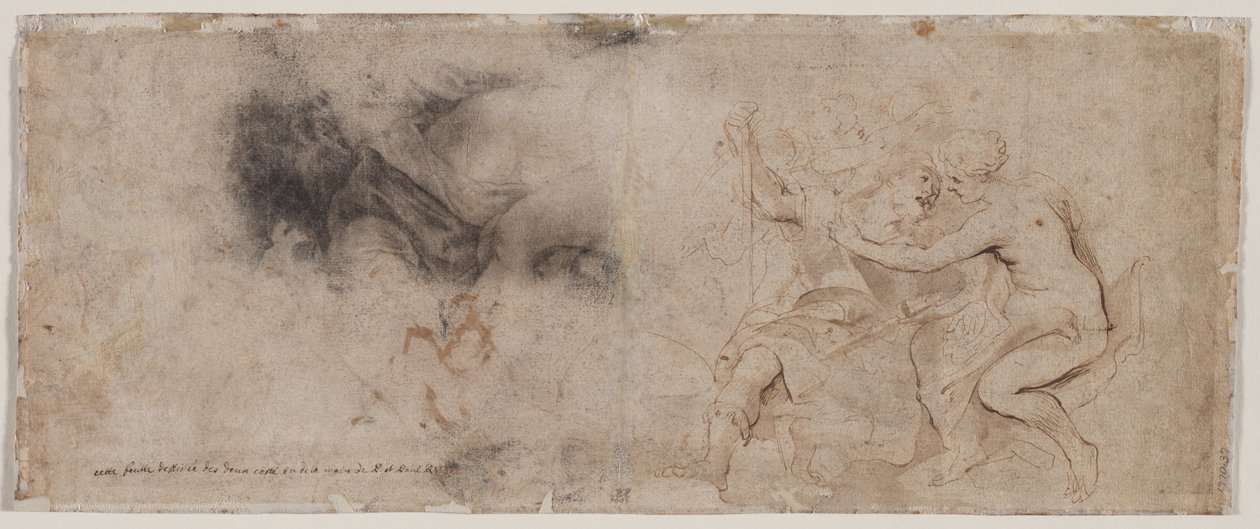 Venus entwaffnet Mars, Draperiestudie (verso) von Peter Paul Rubens