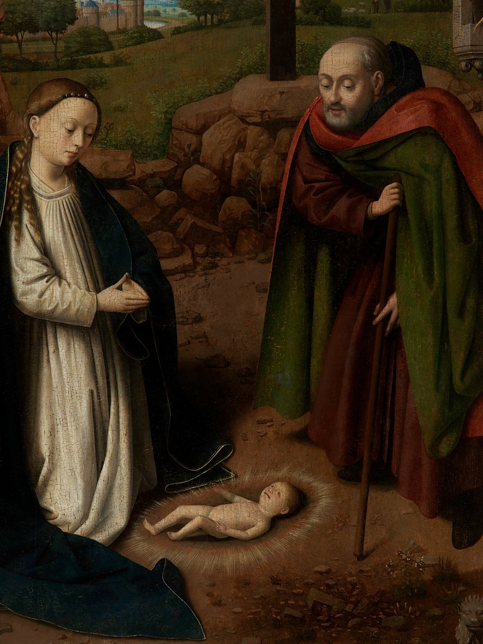 (Detail) der Anbetung des Christuskindes von Petrus Christus