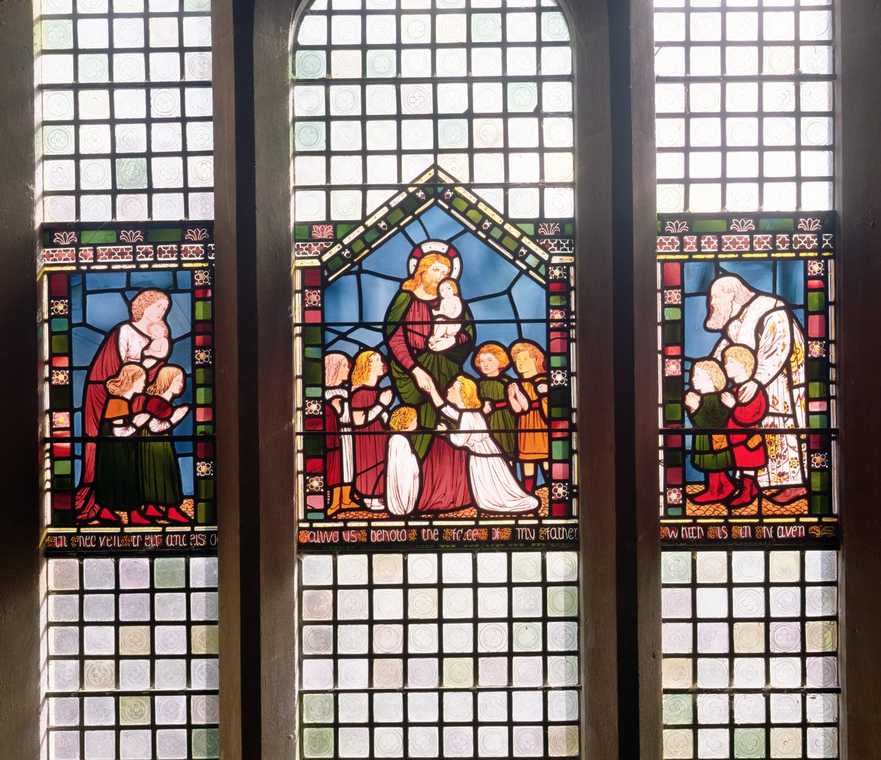 Christus segnet die Kinder, 1861 (Buntglas) von Philip Burne Jones