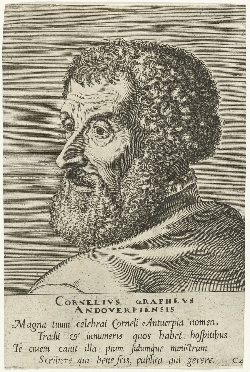 Graviertes Porträt von Cornelius Grapheus von Philip Galle