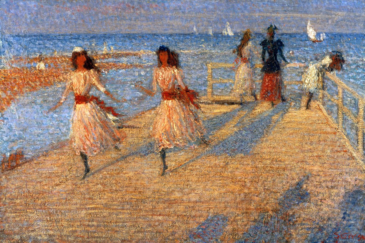 Mädchen rennen, Walberswick Pier, 1888-1894 von Philip Wilson Steer