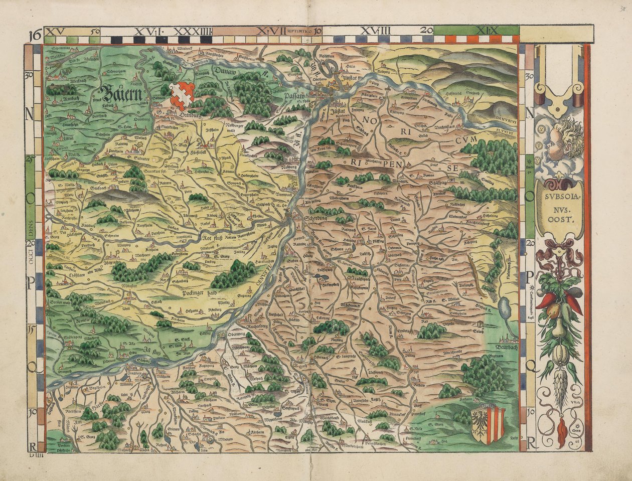 Philipp Apian - Bairische Landtafeln von 1568 (Tafel 16) ca. 1 von Philipp Apian