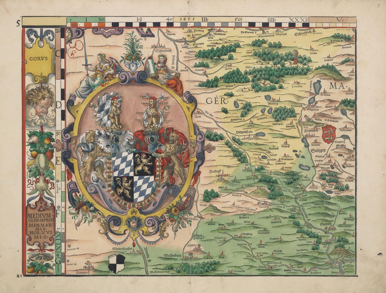 Philipp Apian - Bairische Landtafeln von 1568 (Tafel 5) ca. 1 von Philipp Apian