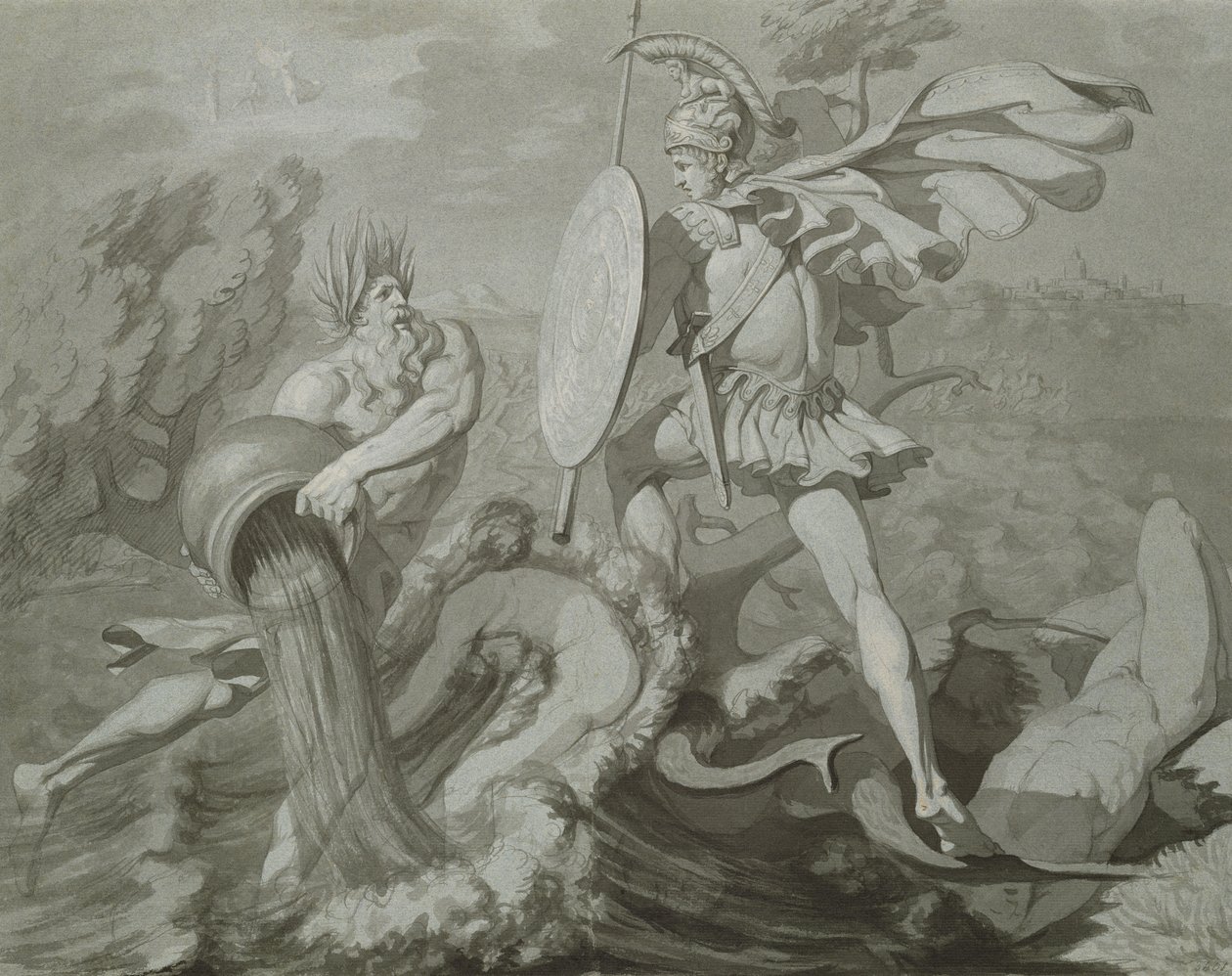 Kampf des Achilles mit dem Fluss Scamander von Philipp Otto Runge