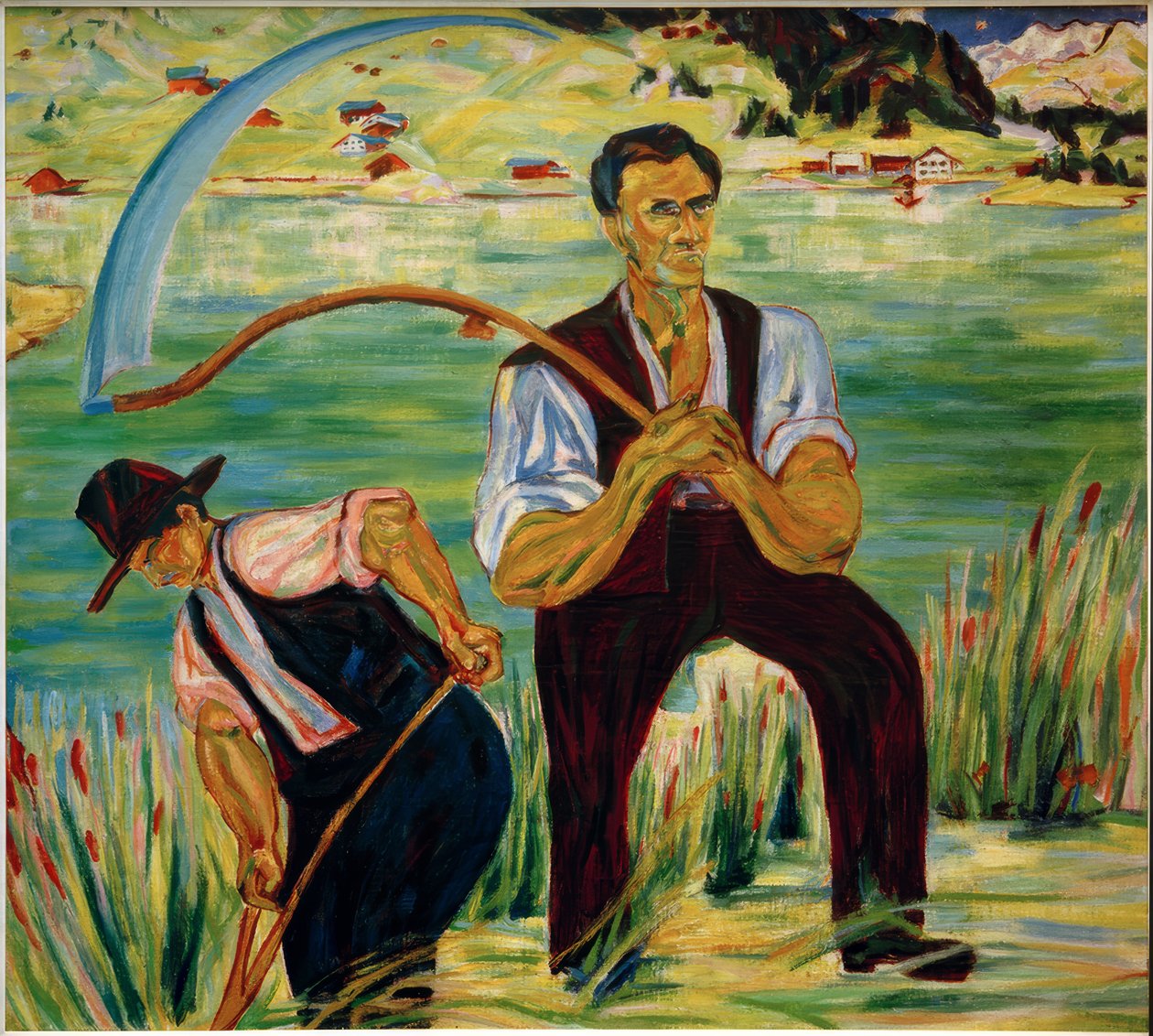 Zwei Mäher am Davoser See von Philipp Bauknecht