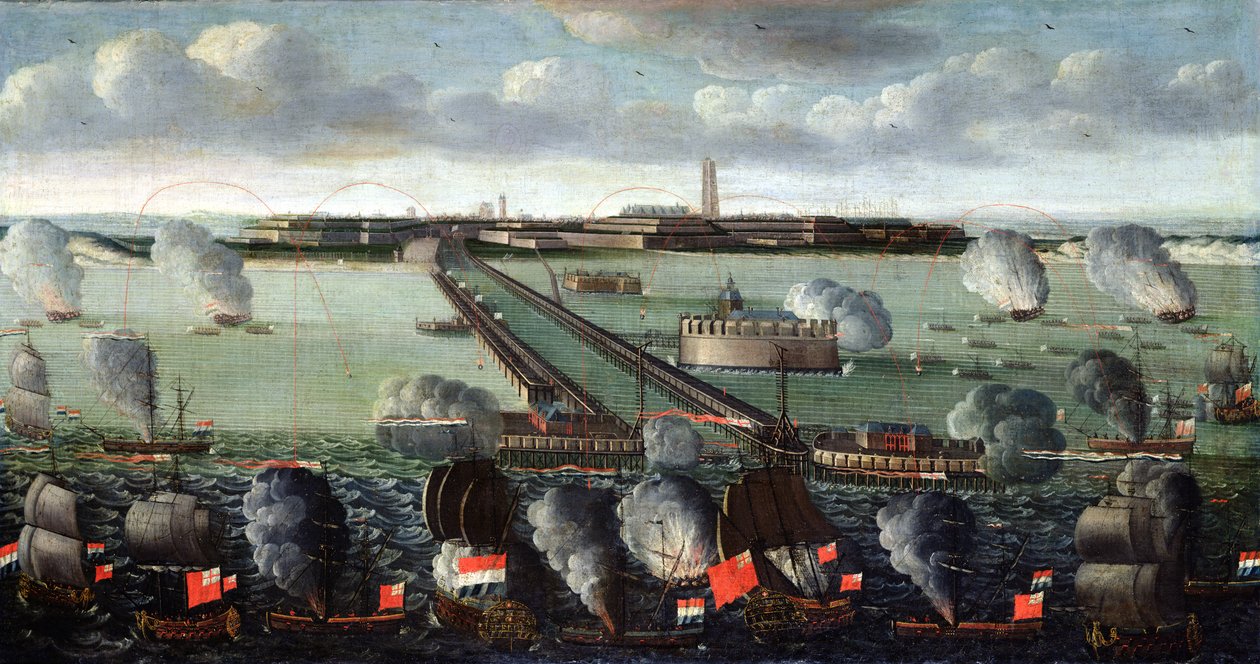 Die Bombardierung von Dünkirchen, 11. August 1695, 1717-18 von Philippe Jonaert