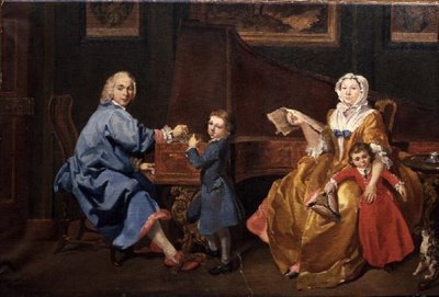 Burckhardt Tschudi mit seiner Frau und zwei Kindern von Philippe Mercier