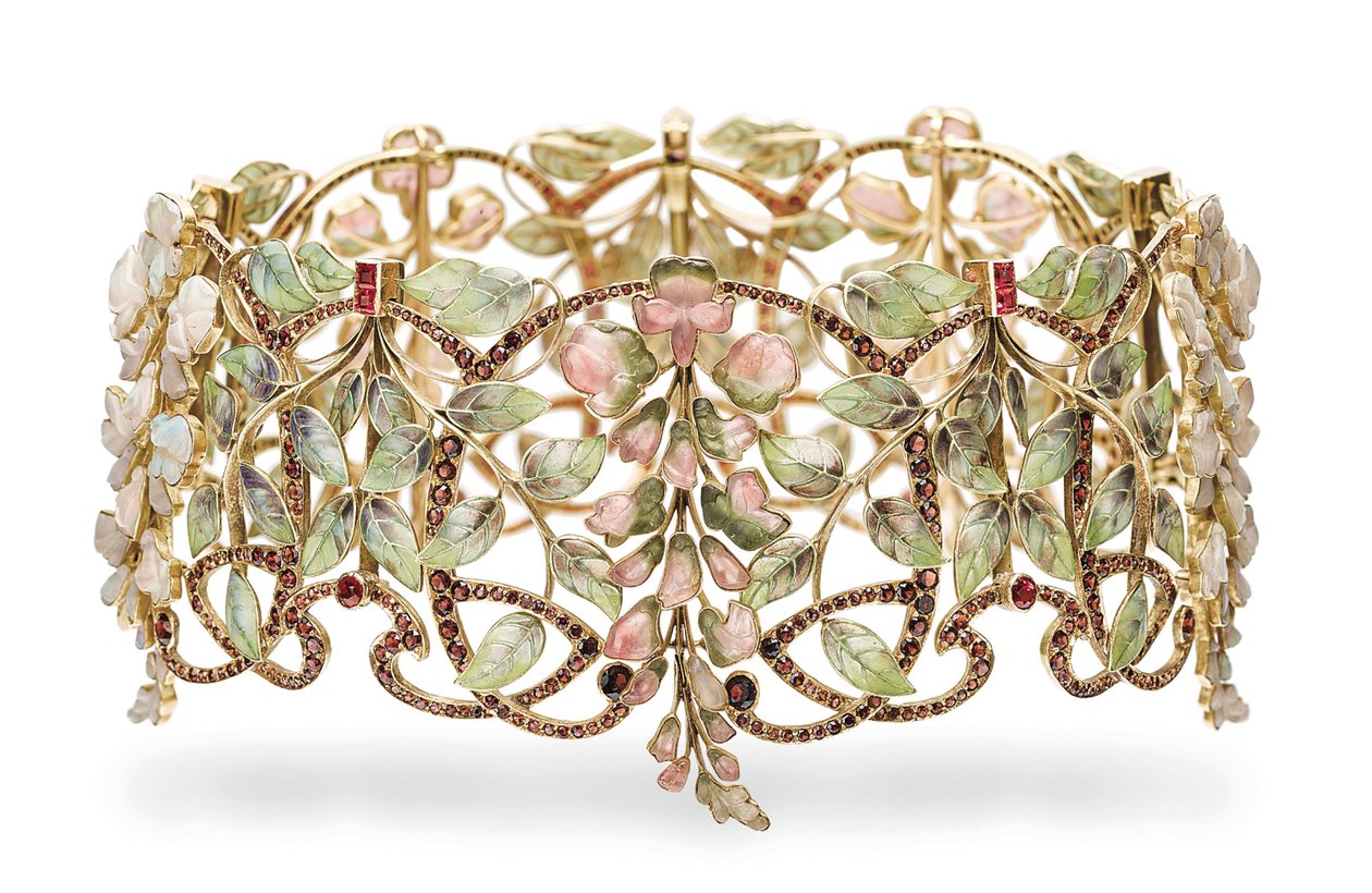 Art Nouveau Multi-Edelstein und Emaille 