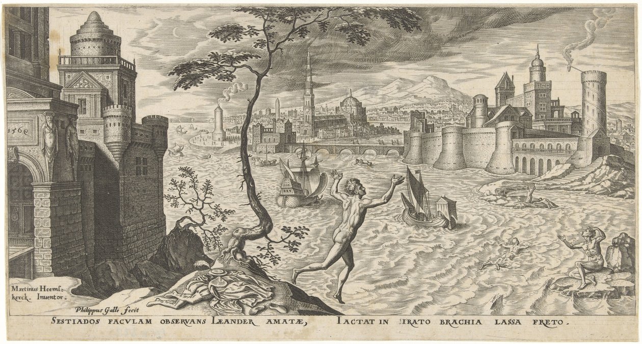 Hero und Leander von Philips Galle