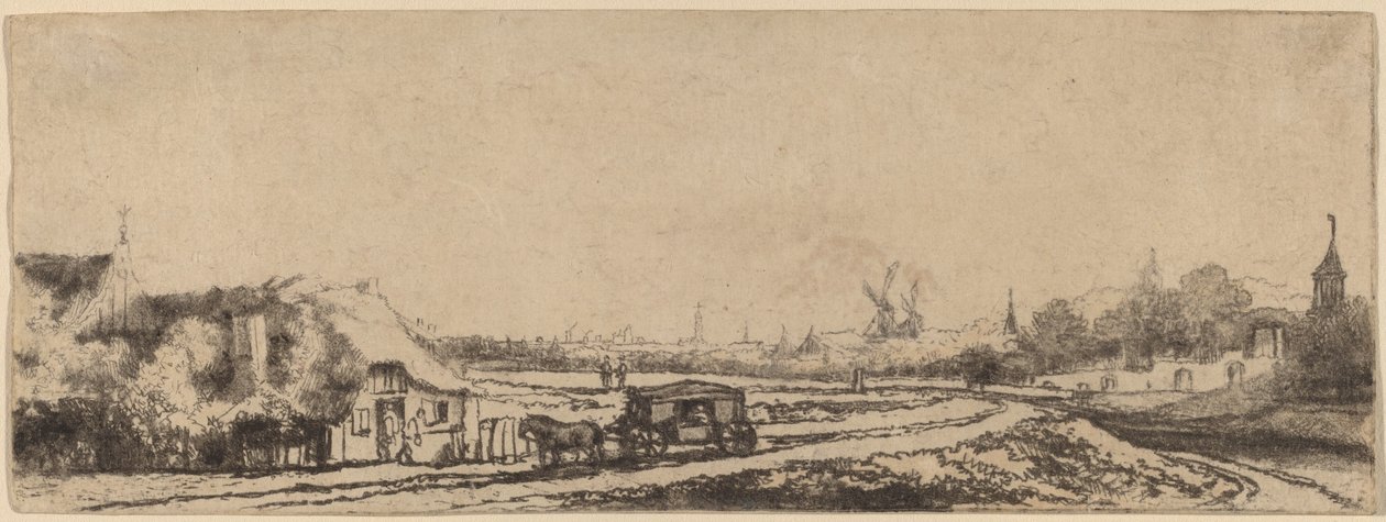 Landschaft mit einer Kutsche von Philips Koninck