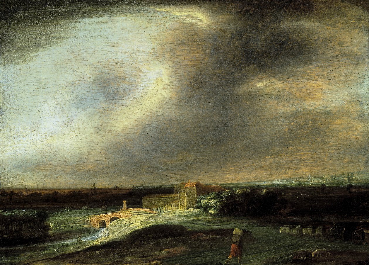 Landschaft mit einer fernen Stadt von Philips Koninck