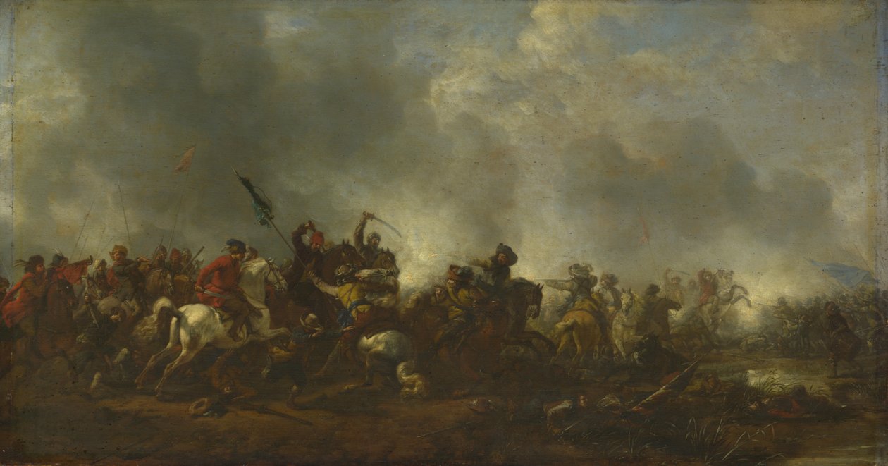 Kavallerie greift Infanterie an, 1656-1668 von Philips Wouwerman