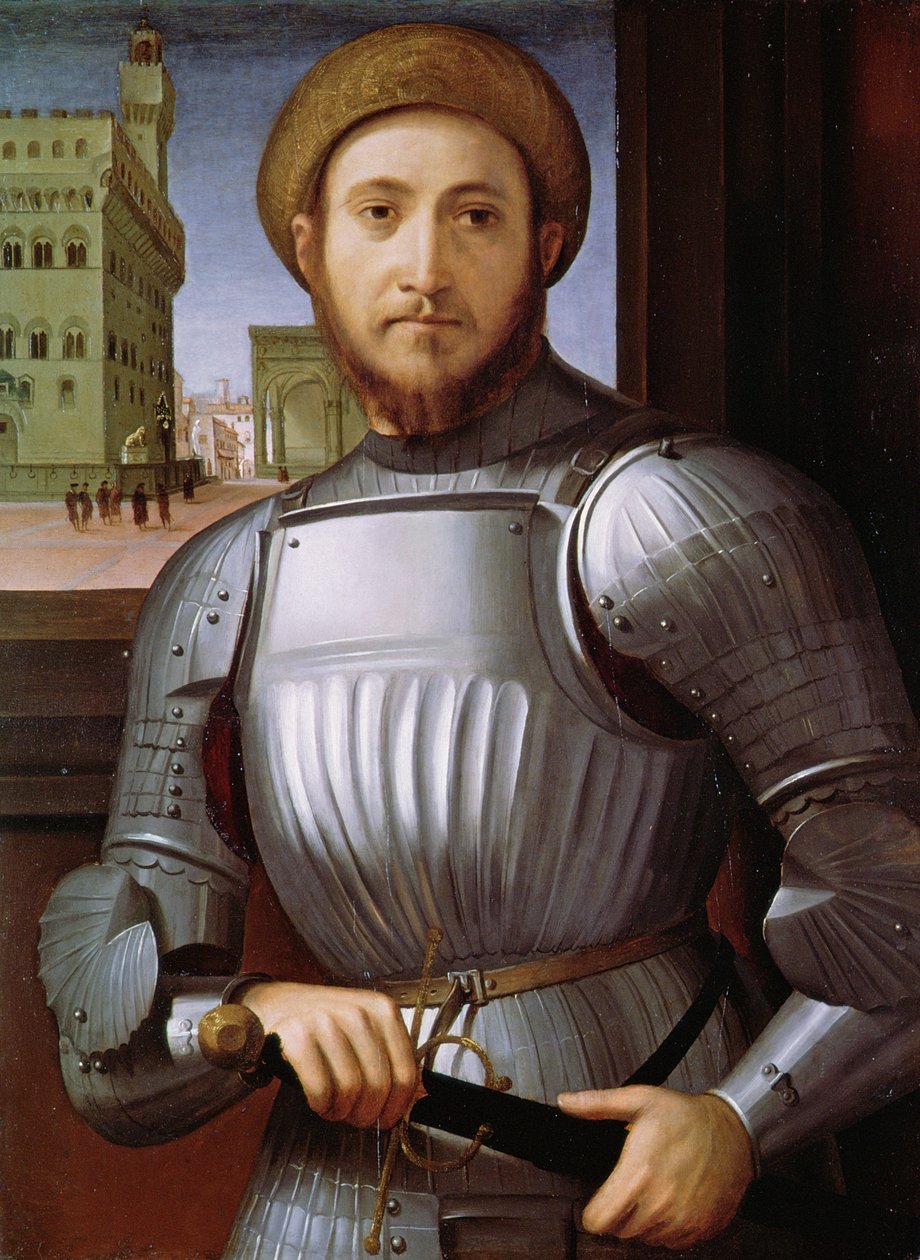 Porträt eines Mannes in Rüstung von Piero di Cosimo