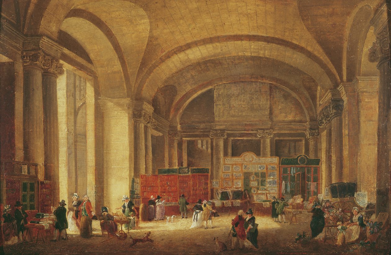 Druckverkäufer am Eingang zum Louvre, 1791 von Pierre Antoine Demachy