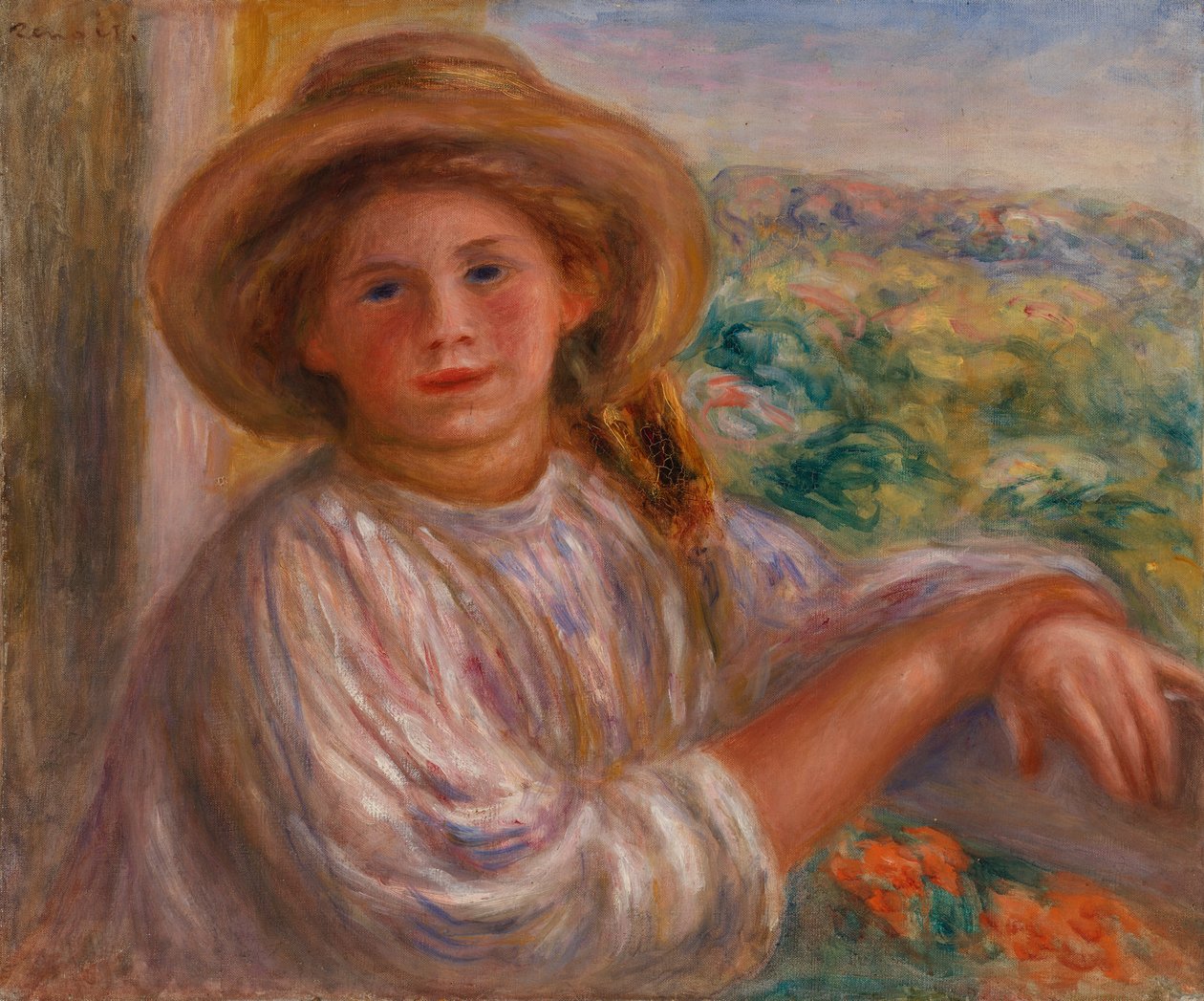 Mädchen auf einem Balkon, Cagnes von Pierre Auguste Renoir