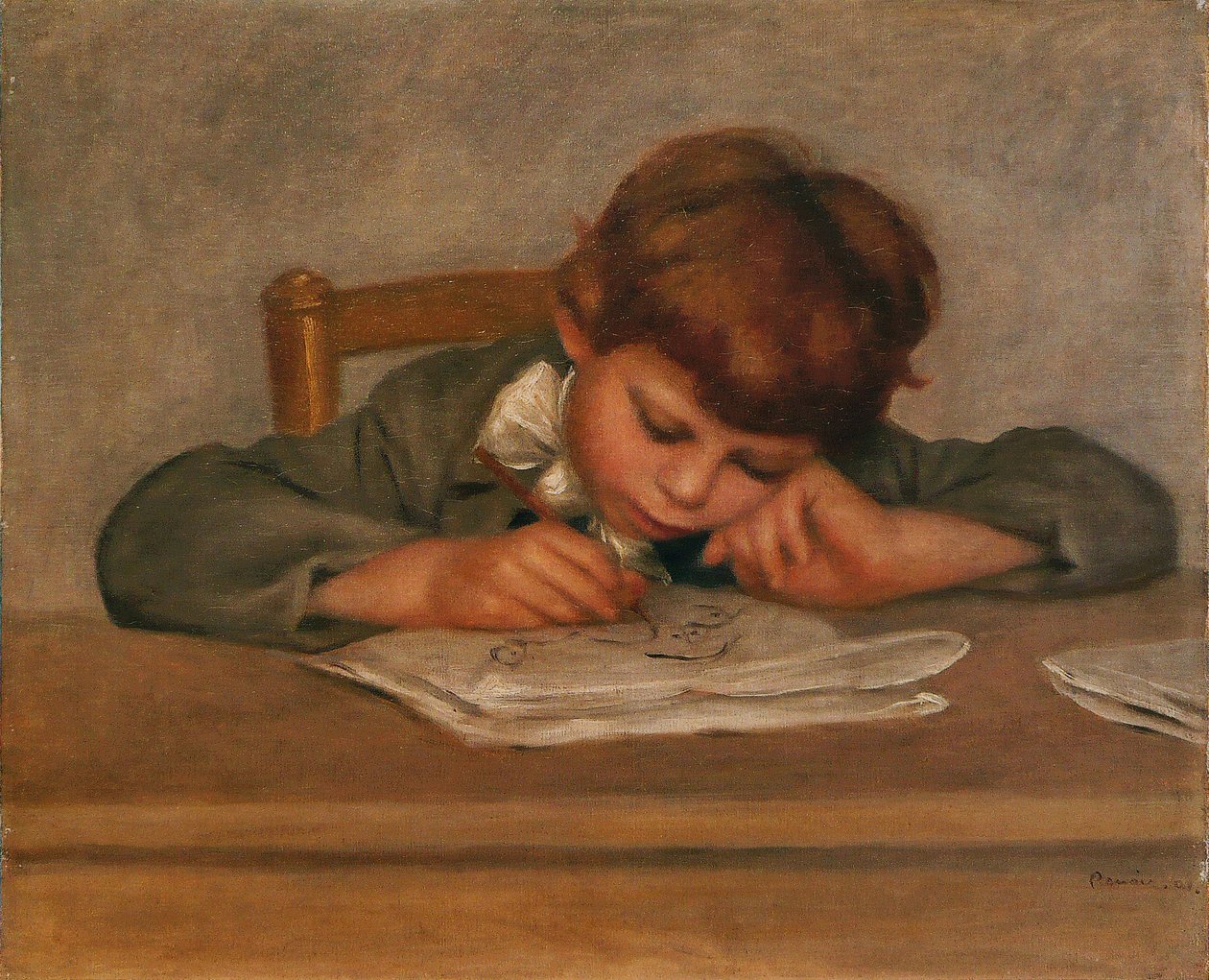 Jean Renoir beim Zeichnen von Pierre Auguste Renoir