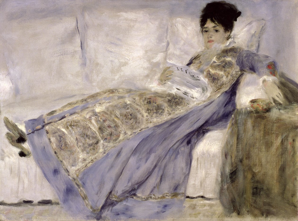 Madame Monet auf einem Sofa, ca. 1874 von Pierre Auguste Renoir