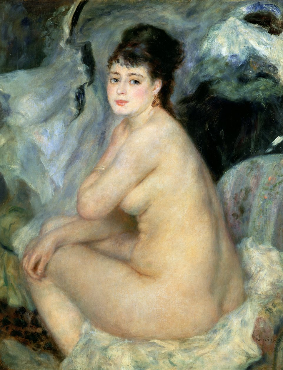 Akt oder Akt auf einem Sofa sitzend von Pierre Auguste Renoir