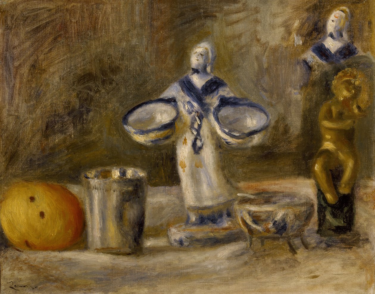 Stillleben mit einer Fayence-Figur, 19. Jahrhundert von Pierre Auguste Renoir