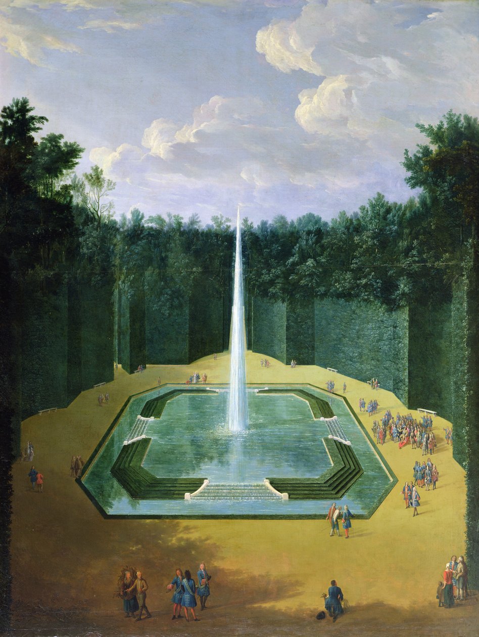 Ansicht des Brunnenobelisken in den Gärten von Versailles (Louis XIV Promenade) von Pierre Denis Martin