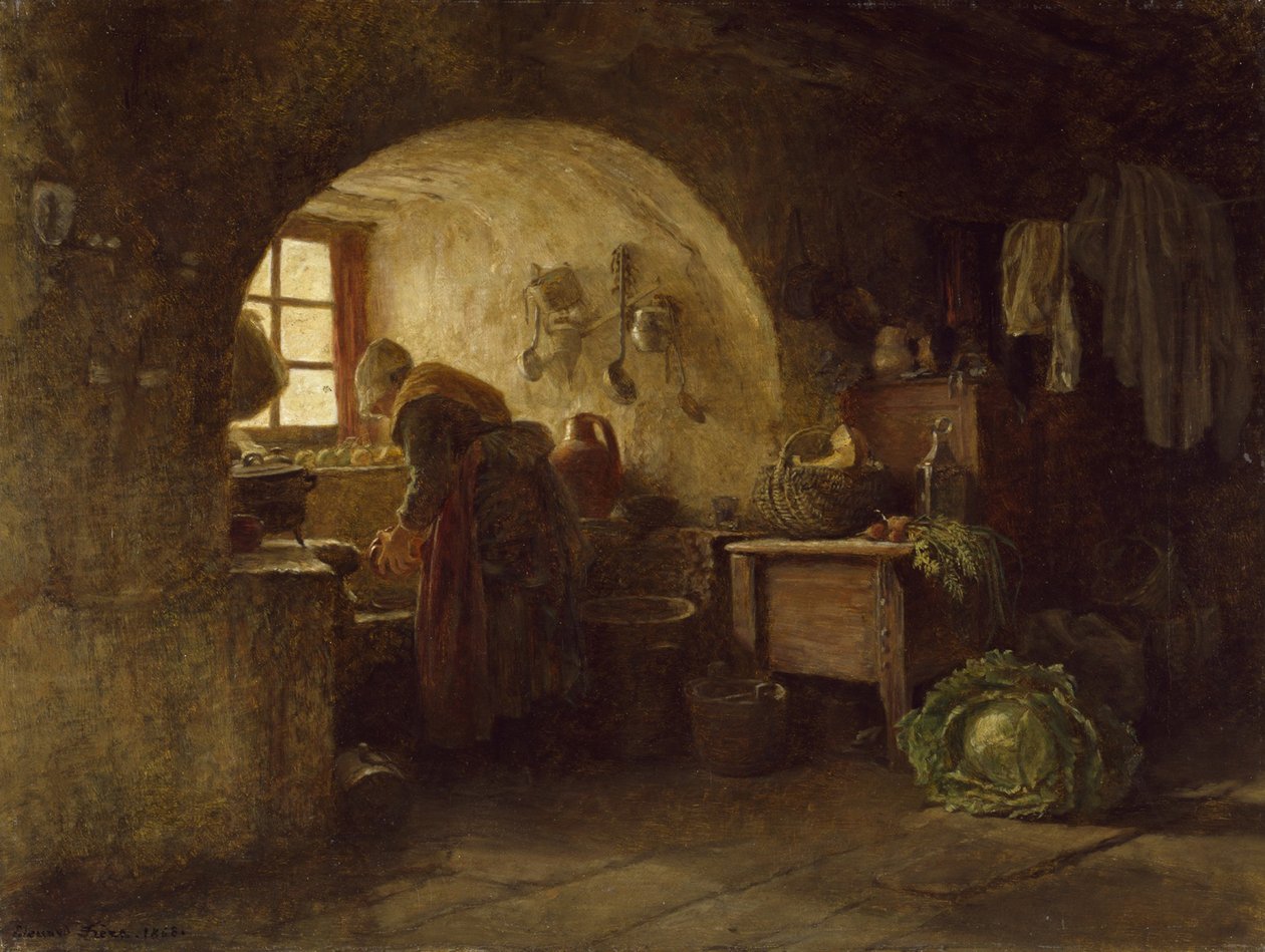 Vorbereitung des Abendessens, 1858 von Pierre Edouard Frere