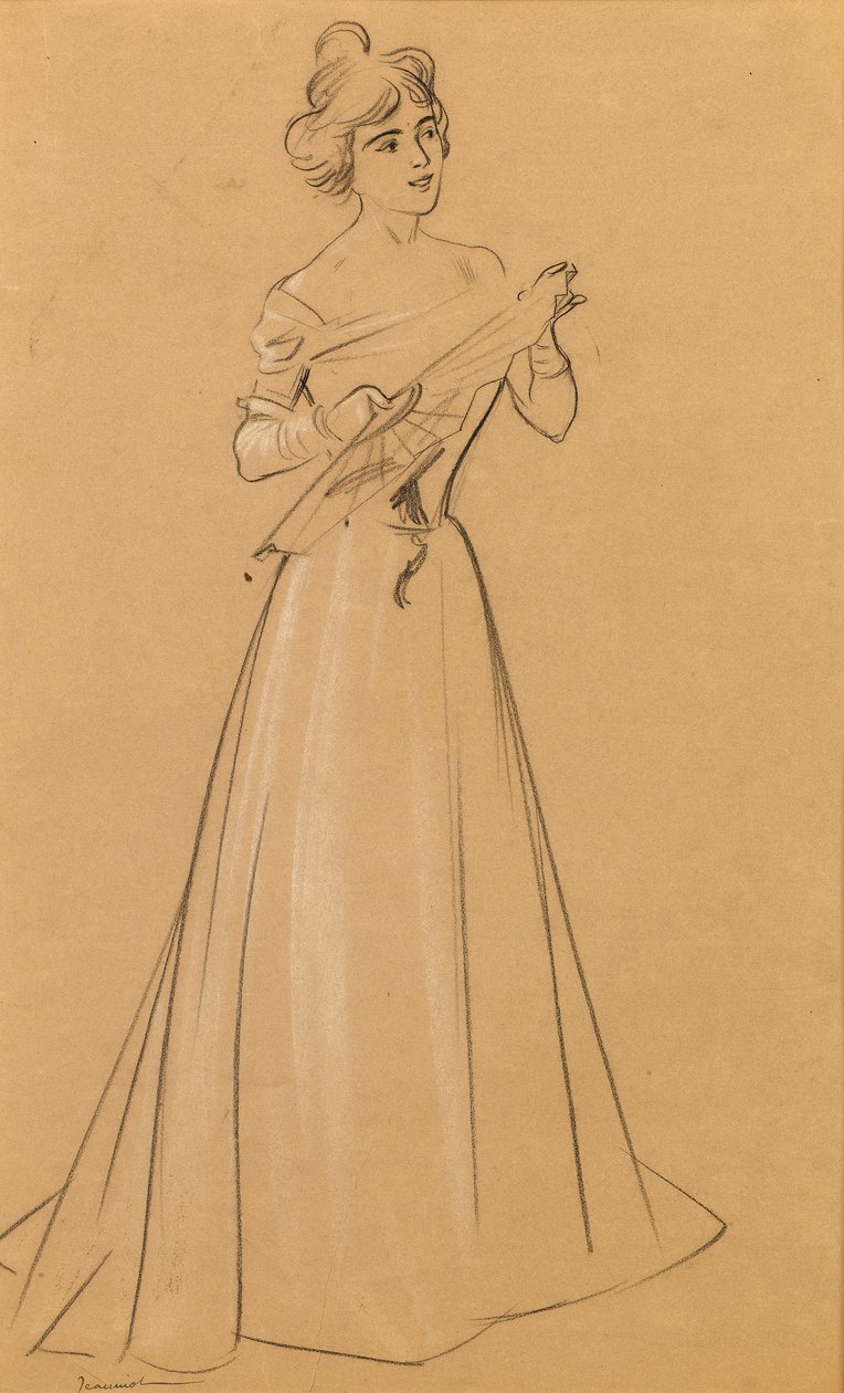 Frau mit Fächer von Pierre Georges Jeanniot